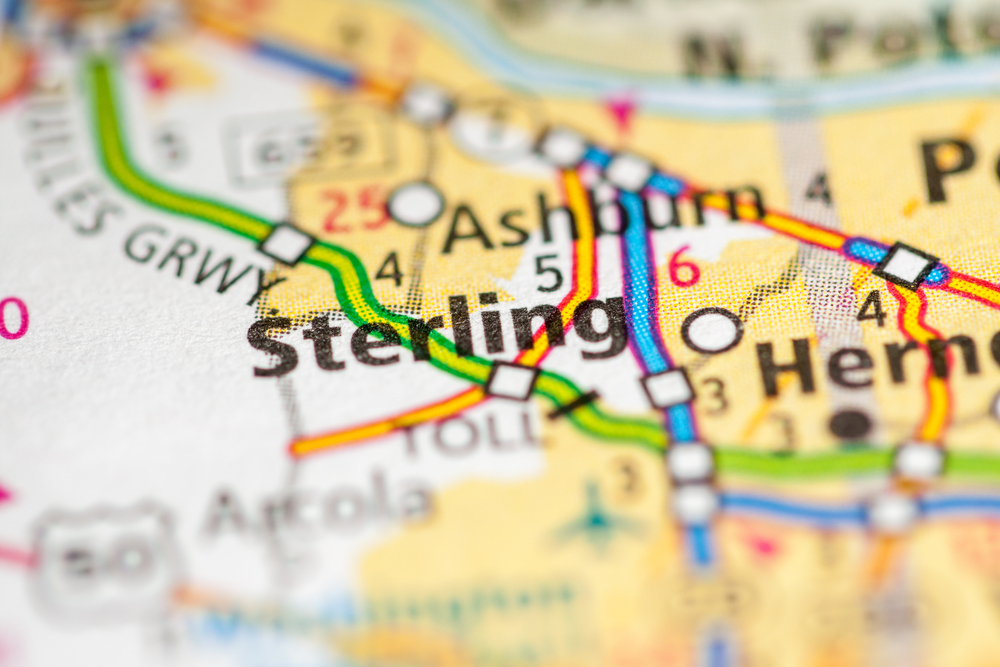 A close up picture of a fold out map of Sterling, VA. Ashburn is also visible in the photo.