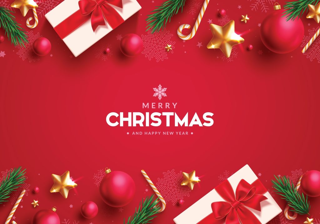 A Merry Christmas E-Card with festive presents and decorations. - Ted Britt Chevrolet Sterling, VA