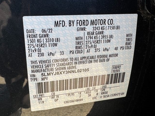 2022 Lincoln Aviator Plug-In Hybrid Grand Touring | Elements Pkg. Plus | Tow Pkg. | AWD