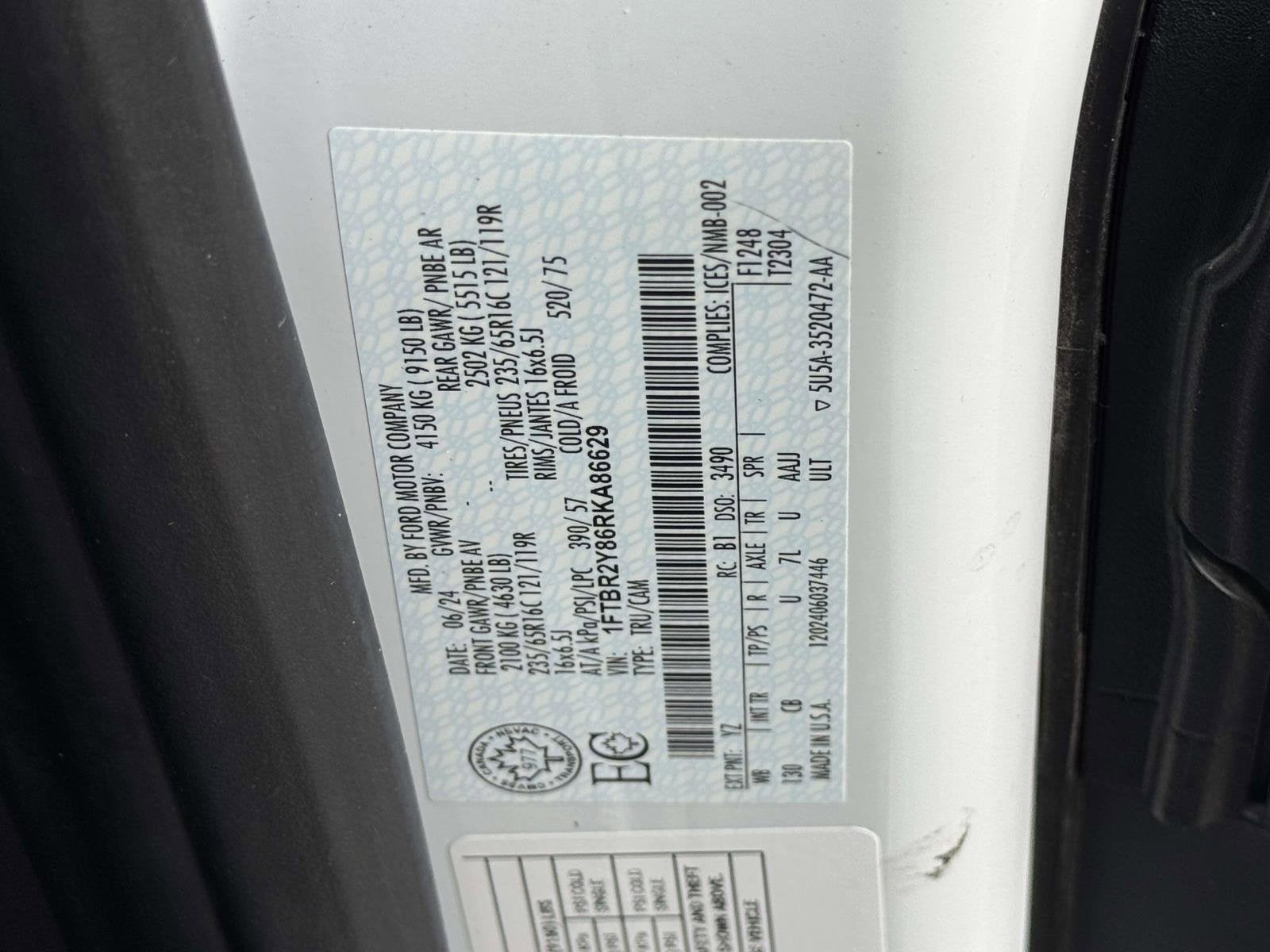 2024 Ford Transit Cargo Van T250 AWD LOW RF