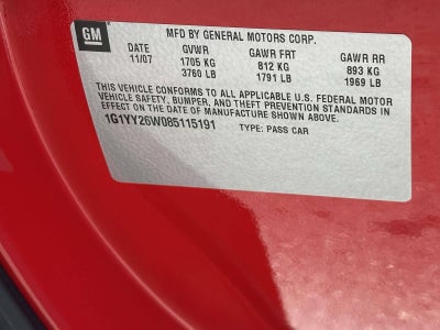 2008 Chevrolet Corvette 2DR CPE