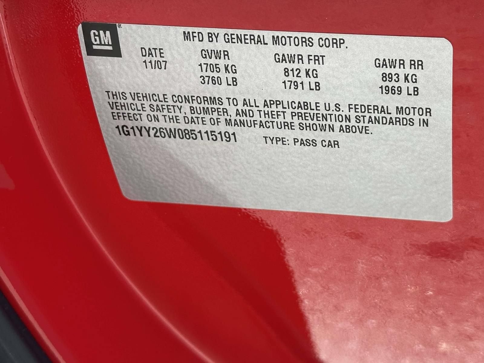2008 Chevrolet Corvette 2DR CPE