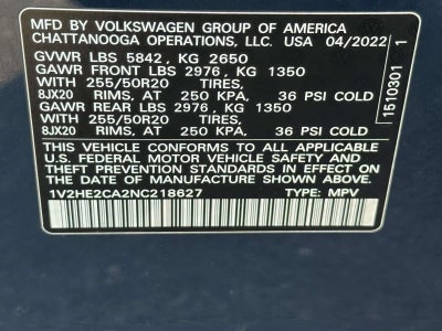 2022 Volkswagen Atlas Cross Sport 3.6L V6 SE w/Technology