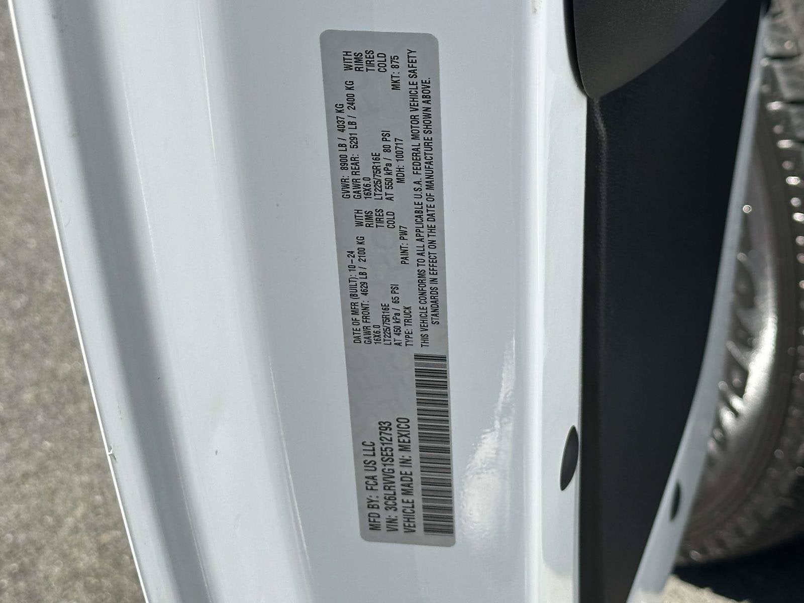 2025 RAM ProMaster 2500 Cargo Van Tradesman Low Roof 136" WB w/Pass Seat