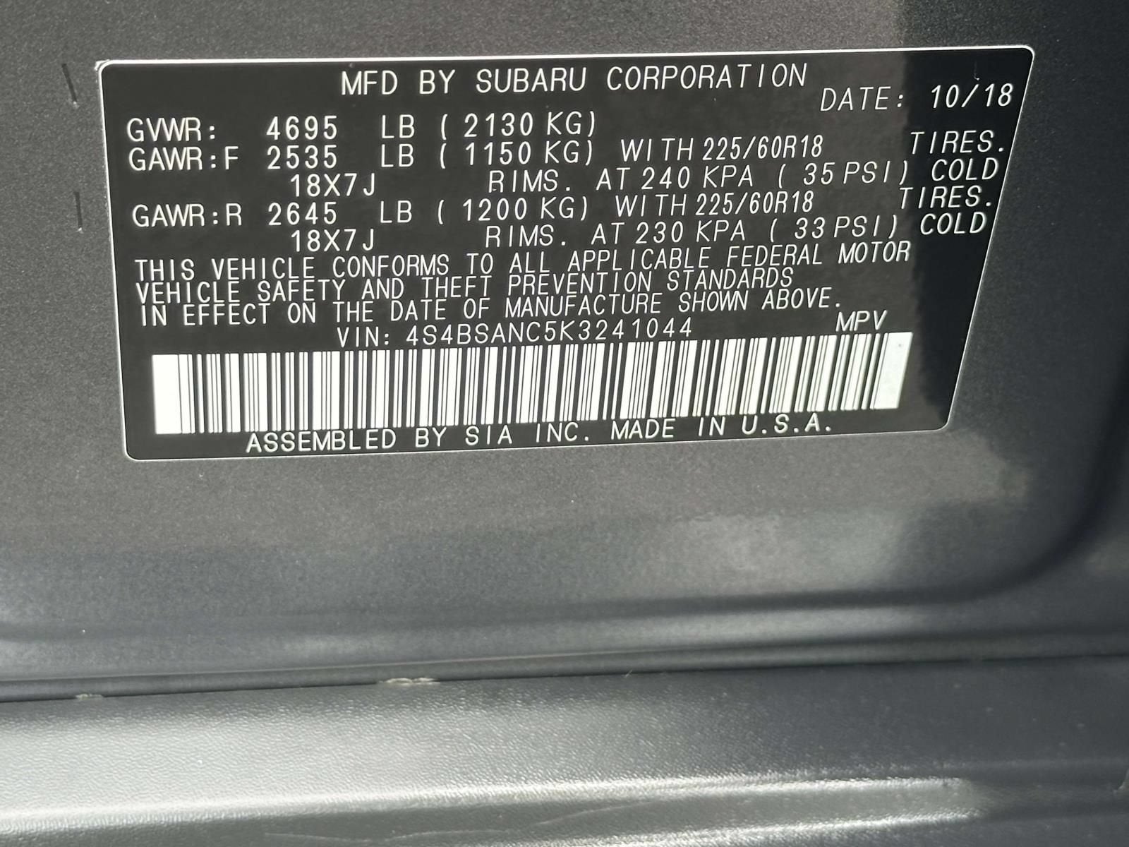 2019 Subaru Outback 2.5i Limited