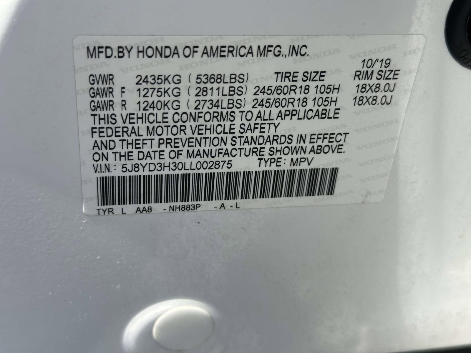 2020 Acura MDX Standard