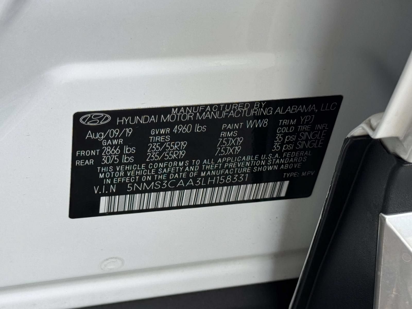 2020 Hyundai Santa Fe SEL 2.0T