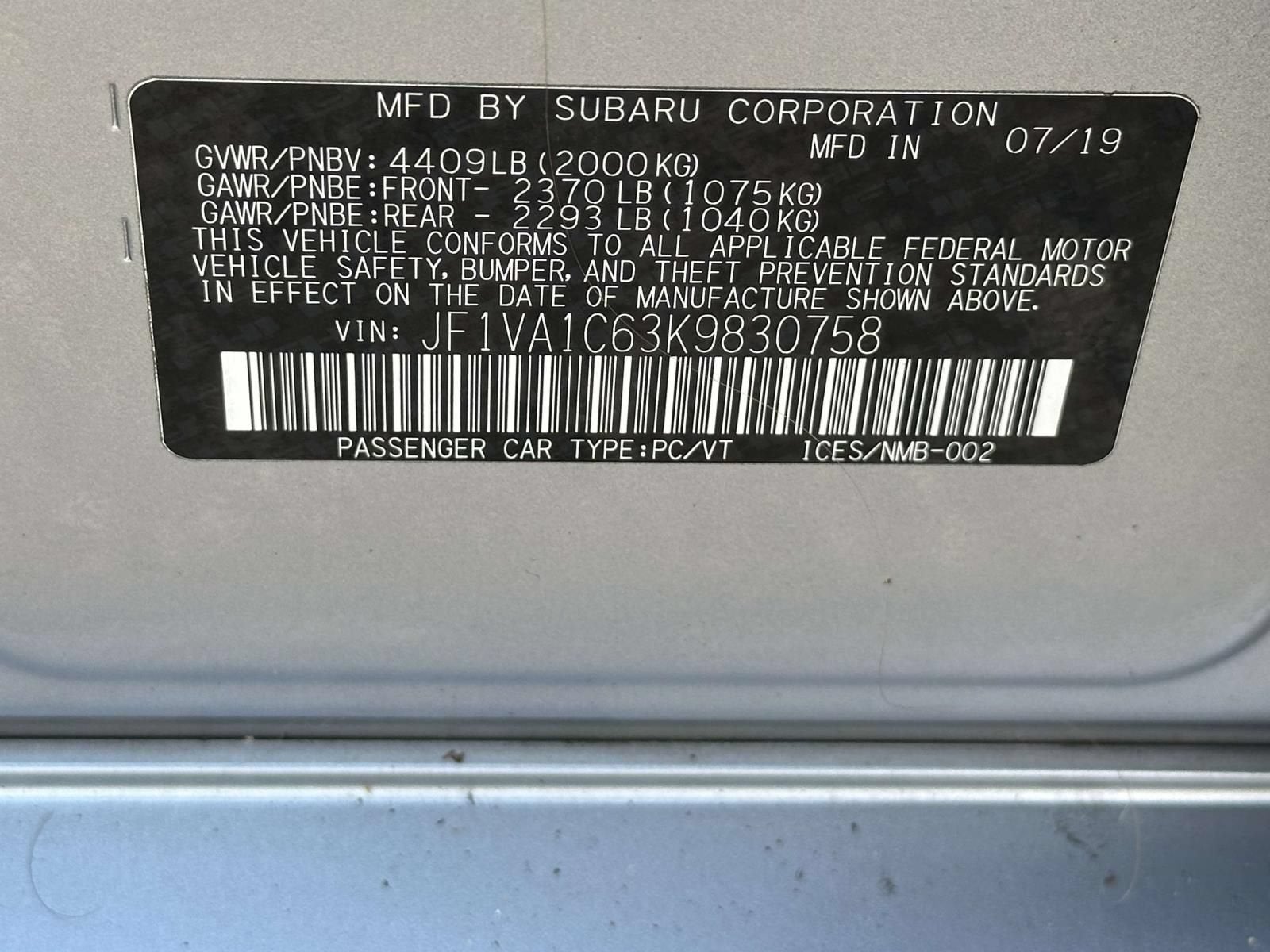 2019 Subaru WRX Premium