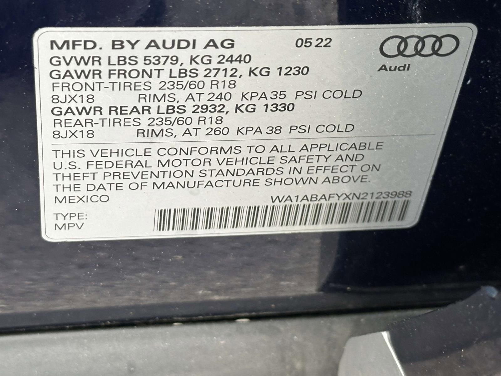 2022 Audi Q5 Premium 40 TFSI quattro S tronic