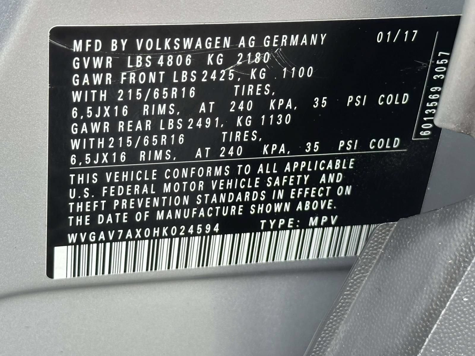 2017 Volkswagen Tiguan 2.0T S