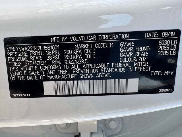 2020 Volvo XC90 T6 Momentum 6 Passenger